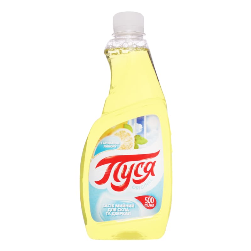 010591 Detergent pentru geamuri și oglinzi"Pusea" 500 ml - Lămâie  (rezervă)