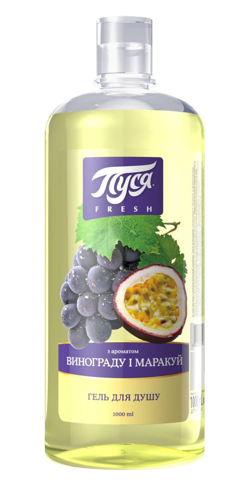 010624 Gel de duș "Pusea" Fresh 1000 ml - Struguri și Maracuja