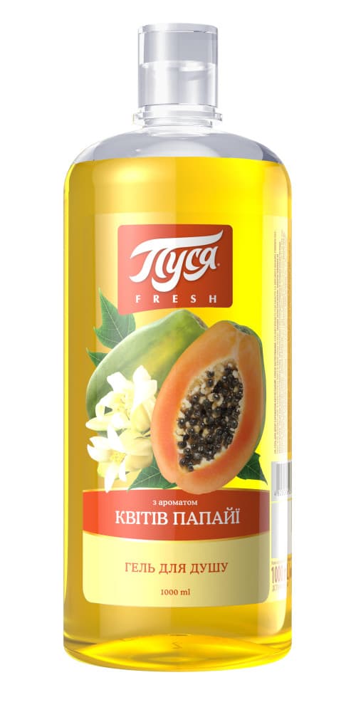 010626 Gel de duș "Pusea" Fresh 1000 ml -Flori de Papaya
